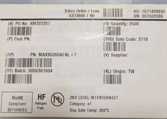 شريحة الدوائر المتكاملة MAX98360AENL مكبر صوت من الفئة D 9-XFBGA