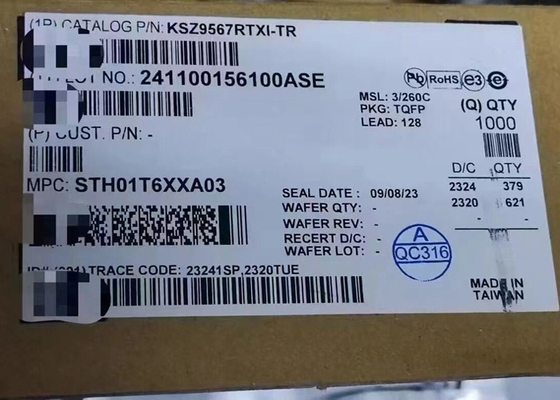 IC Ethernet KSZ9567RTXI مفتاح Ethernet Gigabit متكامل للغاية بـ 7 منافذ TQFP-128