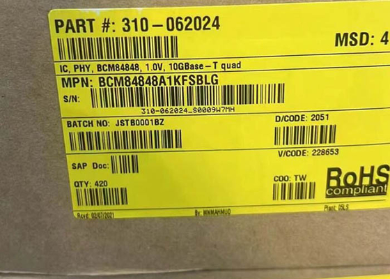 IC Ethernet BCM84848A1KFSBLG أربعة منافذ 10GBASE-T Transceiver IC حزمة BGA