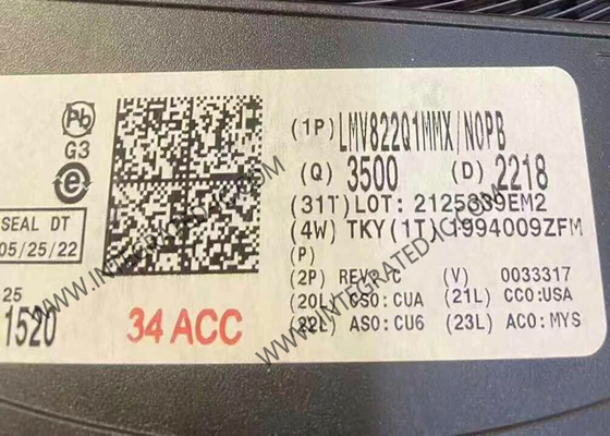 LMV822Q1MMX رقاقة الدوائر المتكاملة للسيارات مزدوج 5.5 فولت 5.6 ميغاهرتز 40mA مكبر تشغيل RRO