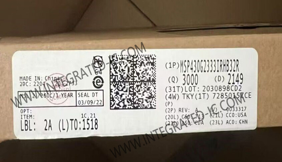 MSP430G2333IRHB32R وحدة التحكم الدقيقة MCU 16-Bit وحدة التحكم الدقيقة IC 16MHz وحدة التحكم الدقيقة مزدوجة الإشارة
