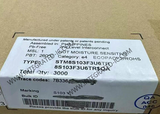 STM8S103F3U6TR وحدة التحكم الدقيقة MCU وحدة التحكم الدقيقة 8-بيت IC 16MHz وحدة التحكم الدقيقة المدمجة
