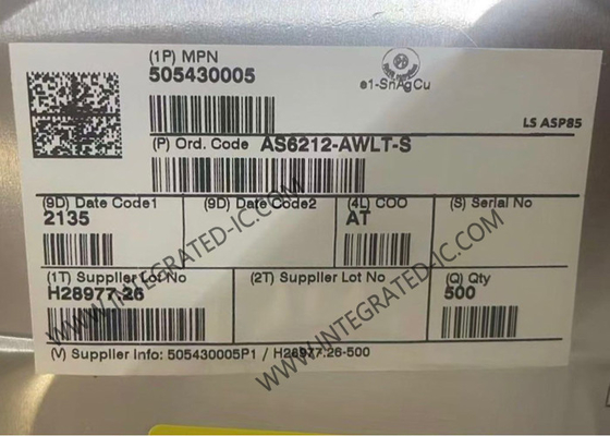 AS6212-AWLT-S أجهزة استشعار IC أجهزة استشعار درجة الحرارة الرقمية عالية الدقة WLCSP6