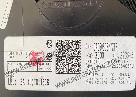 رقاقة الدوائر المتكاملة DAC60508MYZFR 8 قناة رقمية إلى محولات أنظمة DSBGA-16