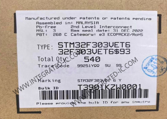 STM32F303VET6 وحدة التحكم الدقيقة MCU 32-Bit Single-Core 72MHz 512KB فلاش STM32F3 وحدة التحكم الدقيقة MCU 100-LQFP