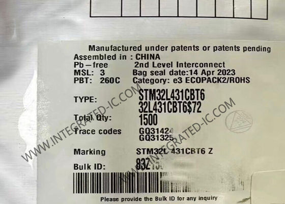 وحدة تحكم دقيقة STM32L431CBT6 MCU ذات استهلاك منخفض للطاقة للغاية ARM Cortex-M4 32 بت 80 ميجاهرتز MCU