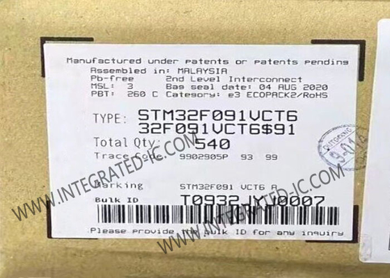 STM32F091VCT6 وحدة التحكم الدقيقة 32 بت 48 ميغاهرتز ARM Cortex-M0 وحدة التحكم الدقيقة المدمجة