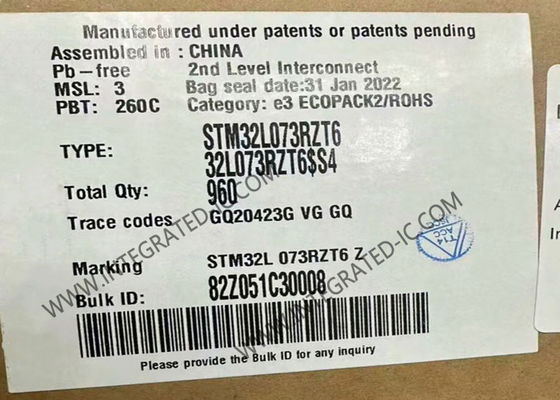 وحدة تحكم دقيقة MCU STM32L073RZT6 معالجات ARM فائقة الطاقة المنخفضة CPU 32 ميجاهرتز