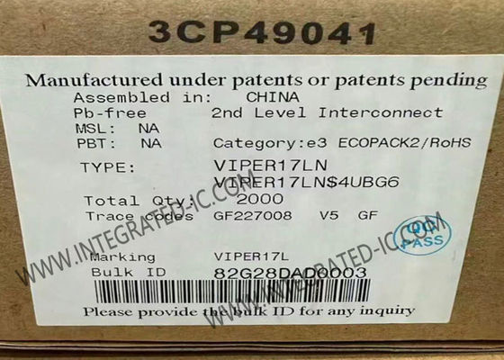 شريحة الدائرة المتكاملة VIPER17LN محول خارج الخط مع قسم طاقة متين 800 فولت، تردد تبديل 60 كيلو هرتز، وطاقة احتياطية < 30 مللي واط