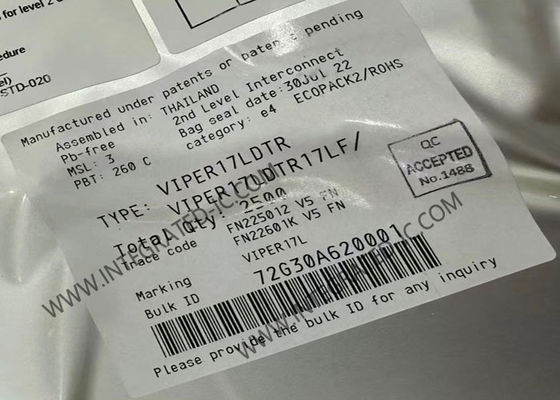 شريحة الدائرة المتكاملة VIPER17LDTR منظم تبديل 800 فولت مع تردد 60 كيلو هرتز وقدرة خرج 9 واط لمحولات فلاي باك