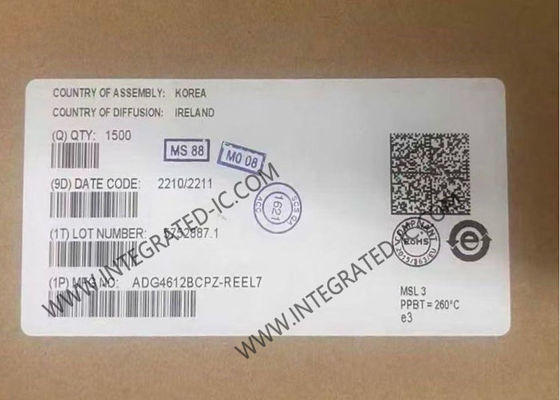 شريحة الدائرة المتكاملة ADG4612BCPZ مع مقاومة تشغيل 50mOhm، مفاتيح SPST رباعية القنوات، ومقاومة تشغيل قصوى 6.1 أوم