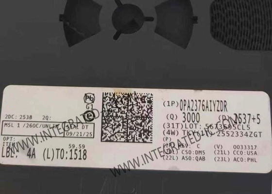 مضخم تشغيل دقيق OPA2376AIYZDR مع عرض نطاق ربح 5.5 ميجاهرتز ومعدل انحدار 2 فولت/ميكروثانية وجهد إزاحة الإدخال 5 ميكرو فولت