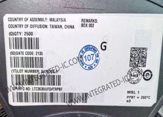 شريحة الدائرة المتكاملة LTC3636IUFD، قناة مزدوجة، 6 أمبير، 20 فولت، منظم تخفيض متزامن متكامل