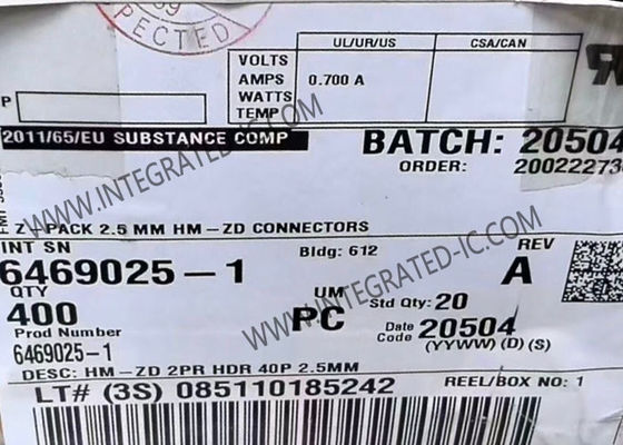 6469025-1 موصل اللوحة الخلفية Z-PACK HM-Zd عالي السرعة، 40 موضع، 4 صفوف، 0.098 بوصة، رأس تثبيت على لوحة PCB