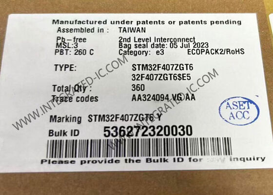 1 ميجا بايت FLASH الدوائر المتكاملة رقاقة STM32F407ZGT6 32 بت ميكروكنترولر أحادية النواة