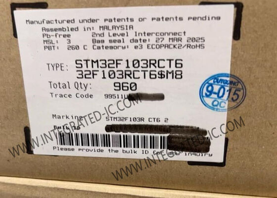 STM32F103RCT6 وحدة تحكم صغيرة 32 بت مع ARM Cortex-M3 Core ، سرعة 72 ميغا هرتز ، ذاكرة فلاش 256 كيلوبايت ، و ADC 12 بت