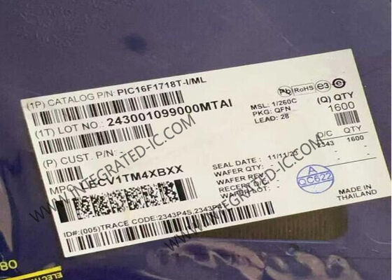 PIC16F1718T-I/ML متحكم دقيق MCU 32 ميجاهرتز 8 بت مع ذاكرة فلاش 28 كيلو بايت واستهلاك منخفض للطاقة للغاية (XLP)