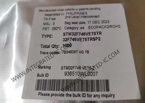 STM32F746VET6TR وحدة التحكم الدقيقة 32 بت مع 216MHz ARM Cortex-M7 Core و 512KB ذاكرة فلاش