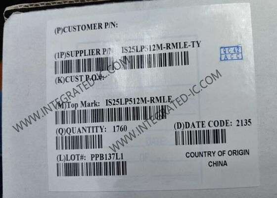 شريحة IC الذاكرة IS25LP512M-RMLE-TY 512Mbit شريحة ذاكرة NOR فلاش متسلسلة مع تردد الساعة 133 ميغاهرتز و SPI - واجهة I / O رباعية