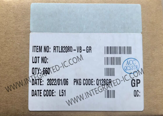 RTL8208D-VB-GR شريحة إيثرنت ثمانية القنوات، 8 منافذ، 10/100 ميجابت في الثانية، جهاز إرسال واستقبال إيثرنت مع واجهة RS8MII