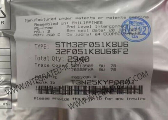 وحدة تحكم دقيقة STM32F051K8U6 32 بت مع معالج مركزي 48 ميجاهرتز لتطبيقات مضمنة رئيسية