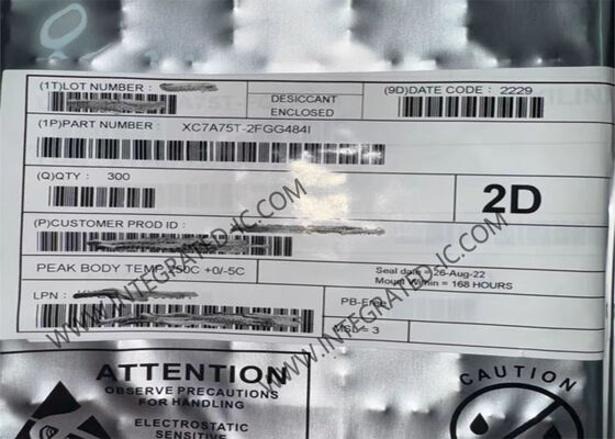 FPGA XC7A75T-2FGG484I بخلايا منطقية 215 ألف، وذاكرة بلوك 13 ميجابايت، وجهد دخل/خرج 1.2 فولت - 3.3 فولت