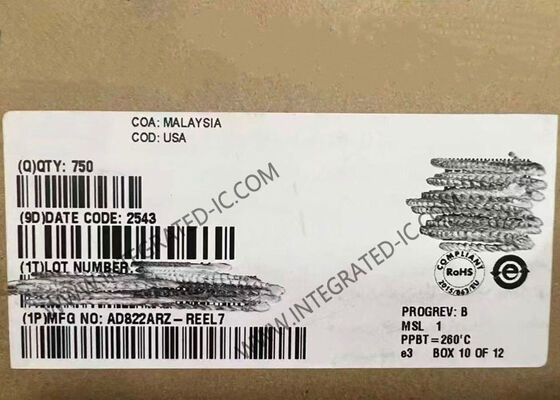 AD822ARZ مضخم تشغيلي مزدوج FET ذو مدخل طاقة منخفضة مع مخرج السكة الحديدية إلى السكة الحديدية SOIC-8