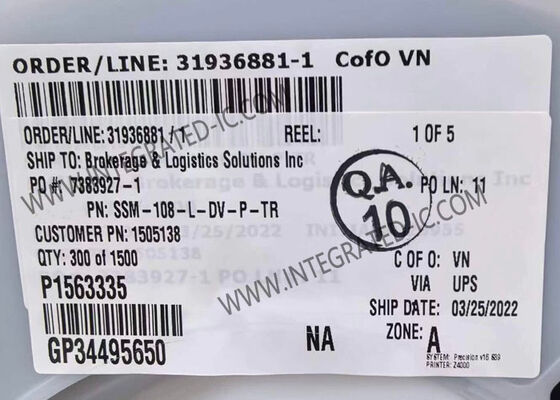 موصلات SSM-108-L-DV-P-TR مقاس 0.100 بوصة شرائط مقبس PCB من لوحة 16POS إلى موصلات اللوحة