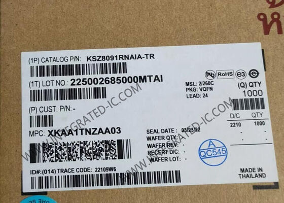 شريحة إيثرنت KSZ8091RNAIA 10/100 Base-T/TX إيثرنت ترانسسيفر QFN-24 إيثرنت PHYs