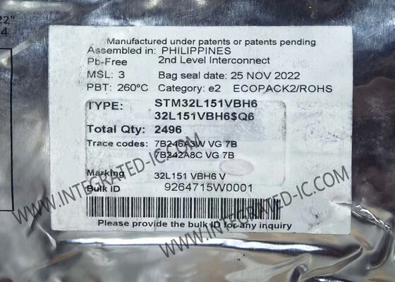 STM32L151VBH6 وحدة تحكم صغيرة ذات طاقة منخفضة للغاية 32 بت ARM Cortex-M3 مع ذاكرة فلاش 128 كيلوبايت