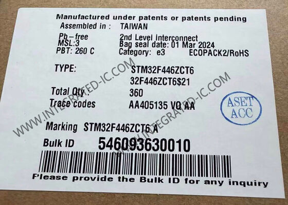 STM32F446ZCT6 متحكم MCU 3.3V مع 128K x 8 RAM في حزمة 144-LQFP