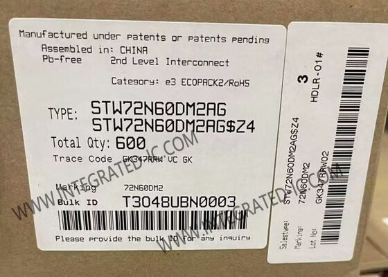 STW72N60DM2AG رقاقة الدوائر المتكاملة للسيارات القناة النائية 600 فولت 66A طاقة ترانزستور MOSFET