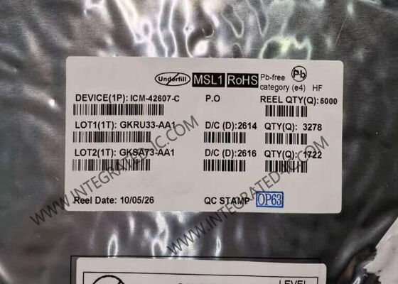 مستشعر حركة MEMS عالي الأداء بستة محاور ICM-42607-C مع استهلاك طاقة منخفض ودقة ADC 16 بت