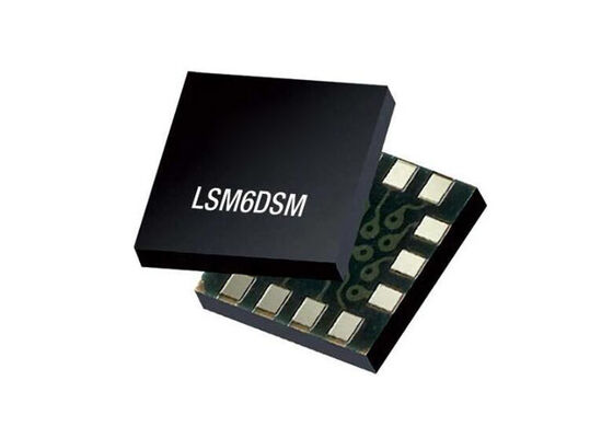 مستشعر LSM6DSM IC IMU ذو 6 محاور بدقة 16 بت واستهلاك تيار 650 ميكرو أمبير ونطاق تشغيل -40 درجة مئوية ~ 85 درجة مئوية
