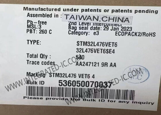 متحكم STM32L476VET6 MCU عالي الأداء STM32 MCU فائق استهلاك الطاقة 80 ميجاهرتز