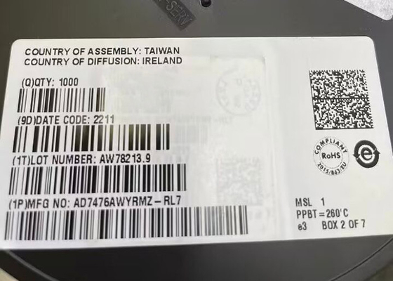 رقاقة دارة متكاملة AD7476AWYRMZ 12 بت محول تناظري إلى رقمي 8-MSOP