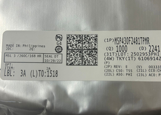 الدوائر المتكاملة المختلطة للإشارة الميكروتحكم MSP430F2481TPMR 64-LQFP 16MHz