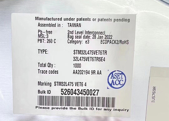 80 ميغا هرتز ميكروسيترول MCU STM32L475VET6TR 32 بت ميكروسيترول IC 100-LQFP