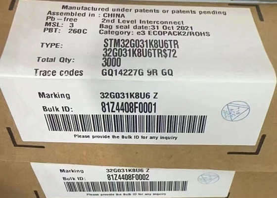وحدة التحكم الدقيقة MCU STM32G031K8U6TR وحدة التحكم الدقيقة ذات النواة الواحدة 32 بت IC 32-UFQFN