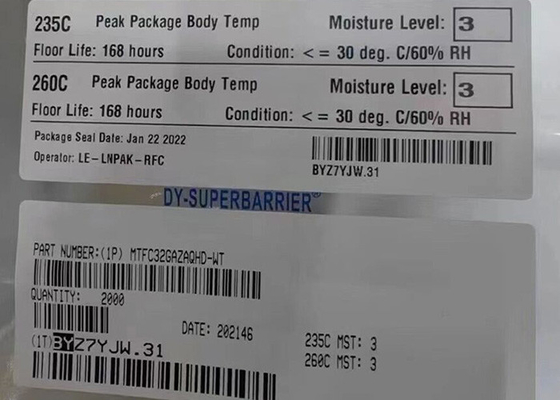 شريحة ذاكرة IC MTFC32GAZAQHD-WT 256Gbit FLASH - ذاكرة NAND IC 153-VFBGA
