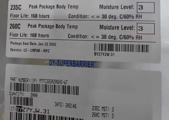 شريحة ذاكرة IC MTFC32GAZAQHD-WT 256Gbit FLASH - ذاكرة NAND IC 153-VFBGA