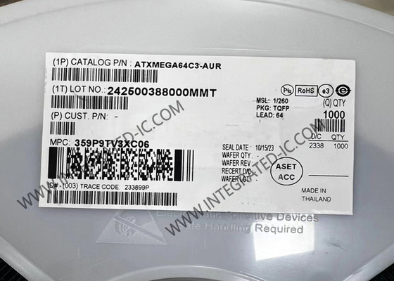 ATXMEGA64C3-AUR وحدة التحكم الدقيقة MCU 8-بيت 32MHz وحدة التحكم الدقيقة TQFP-64 حزمة