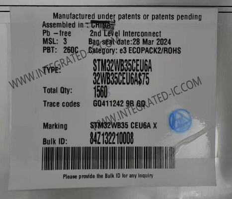 STM32WB35CEU6A وحدة التحكم الدقيقة MCU 2.4GHz بروتوكول متعدد لاسلكي 32 بت MCU
