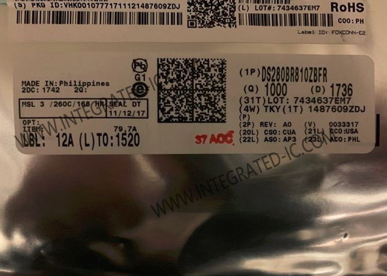 DS280BR810ZBFR رقاقة الدائرة المتكاملة 8-قناة خطية إعادة تشغيل 28Gbps خطية المكرر