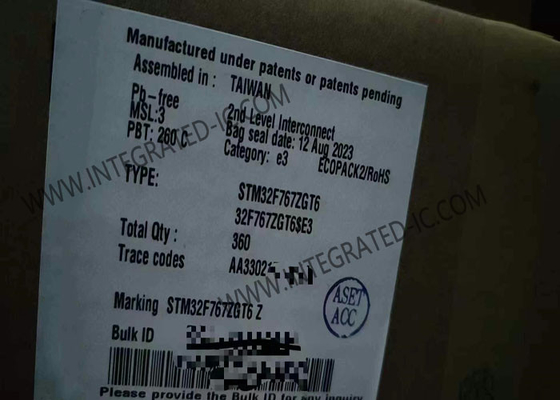 1 ميجابايت رقاقة الدائرة المتكاملة STM32F767ZGT6 32BIT أحادية النواة متحكم IC