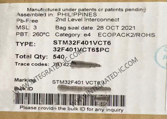متحكم دقيق MCU STM32F401VCT6 256 كيلو بايت فلاش متحكم رقاقة LQFP100 84 ميجا هرتز