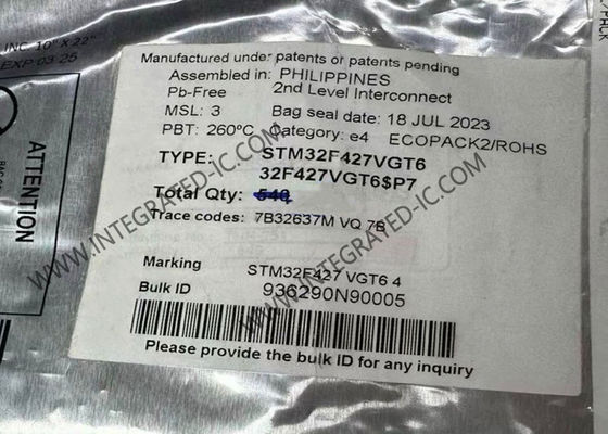 STM32F427VGT6 وحدة التحكم الدقيقة MCU عالية الأداء 32 بت 180MHz ARM Cortex-M4 MCU