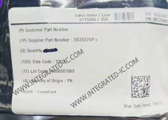DS28E25P ذاكرة IC رقاقة DeepCover مصادقة آمنة مع 1-Wire SHA-256 و 4Kb EEPROM المستخدم