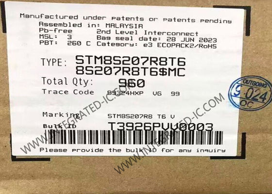 STM8S207R8T6 وحدة التحكم الدقيقة MCU وحدة التحكم الدقيقة 8-بيت 24MHz مع EEPROM المتكاملة
