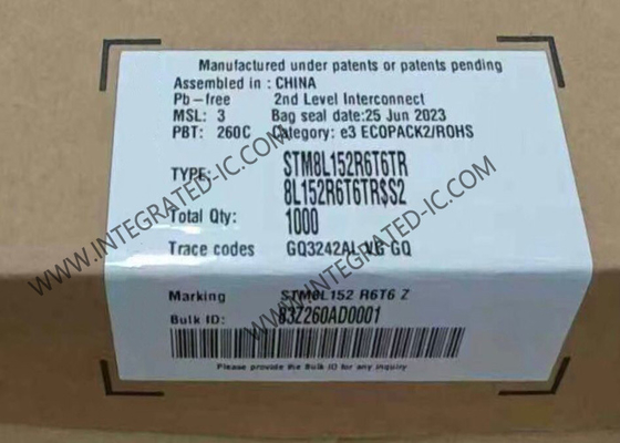 STM8L152R6T6TR وحدة تحكم صغيرة MCU طاقة منخفضة للغاية 8-بيت 16MHz وحدة تحكم صغيرة STM8L 64-LQFP